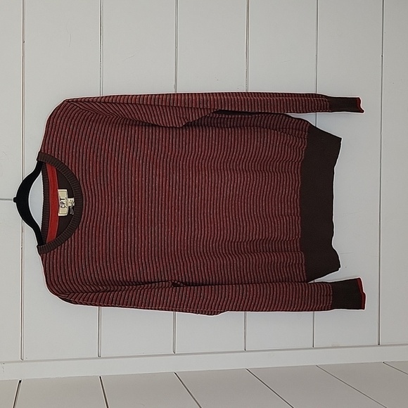 NWT CPT by Cockpit USA XL red brown grey striped crew neck sweatet - Picture 1 of 5
